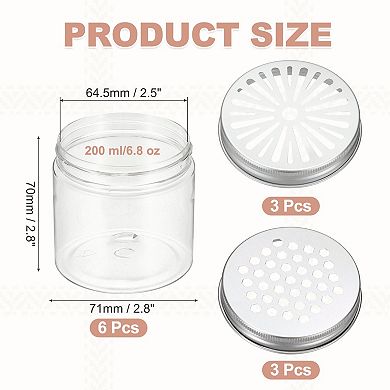 6.8 oz 6Pcs Empty Scent Beads Container, with Hollow Lid Plastic Transparent