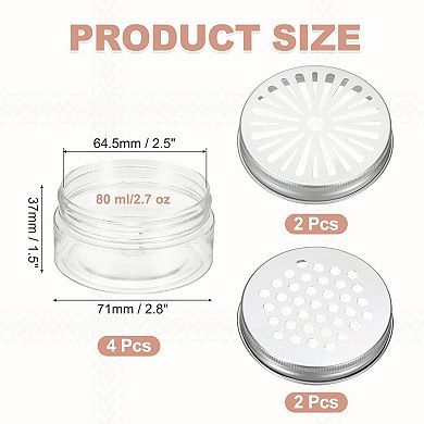 2.7 oz 4Pcs Empty Scent Beads Container, with Hollow Lid Plastic Transparent