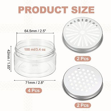 3.4 oz 4Pcs Empty Scent Beads Container, with Hollow Lid Plastic Transparent