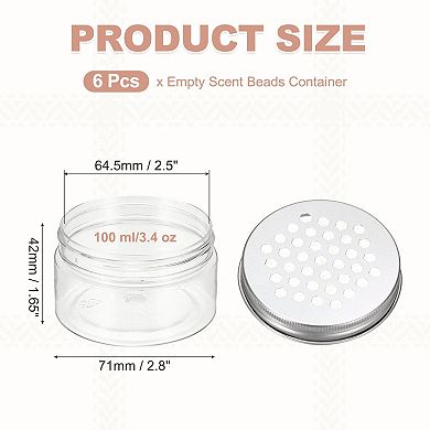 3.4 oz 6Pcs Air Freshener Tin Round Refillable Spice Containers Transparent