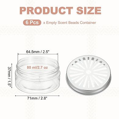 2.7 oz 6Pcs Empty Scent Beads Container Transparent