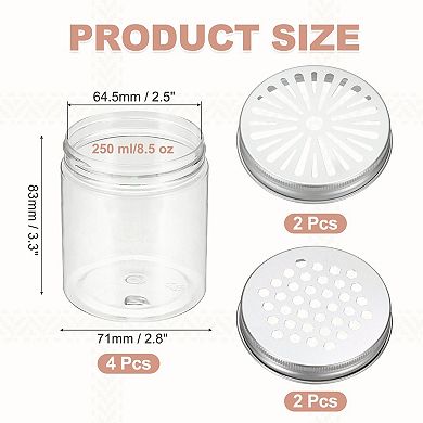 8.5 oz 4Pcs Empty Scent Beads Container, with Hollow Lid Plastic Transparent