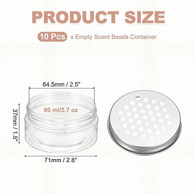 2.7 oz 10Pcs Air Freshener Tin Round Refillable Spice Containers Transparent