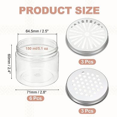 5.1 oz 6Pcs Empty Scent Beads Container, with Hollow Lid Plastic Transparent