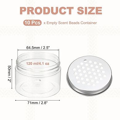 4.1 oz 10Pcs Air Freshener Tin Round Refillable Spice Containers Transparent