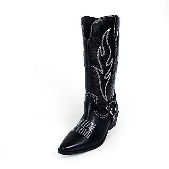 Evie-1 Embroidered Western Harness Knee High Cowboy Boots