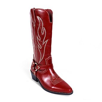 Evie-1 Embroidered Western Harness Knee High Cowboy Boots