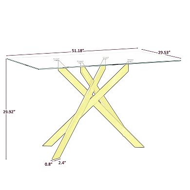 CEWOR 51“ Rectangular Tempered Glass Dining Table, Easy to Clean