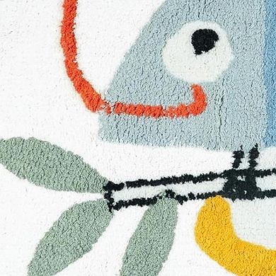 HomeRoots 32" White And Yellow Cotton Chameleon Youthful Bath Rug