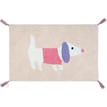 HomeRoots 32" Pink And Purple Cotton Dog Youthful Bath Rug