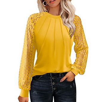 Zeagoo Women Christmas Costumes Tops Lace Long Sleeve Dressy Casual Spring Outfits Knitted Blouses