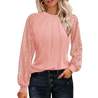 Zeagoo Women Christmas Costumes Tops Lace Long Sleeve Dressy Casual Spring Outfits Knitted Blouses