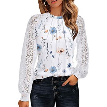 Zeagoo Women Christmas Costumes Tops Lace Long Sleeve Dressy Casual Spring Outfits Knitted Blouses