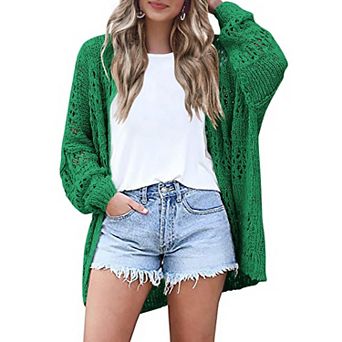 Zeagoo Lightweight Crochet Cardigan Long Sleeve Open Front Knit Oversized Sweater