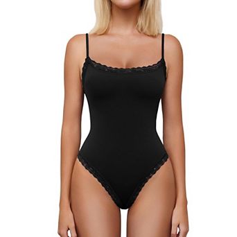 Avidlove Women Square Neck Lace Bodysuit Sleeveless Spaghetti Strap Tank Top Body Suits