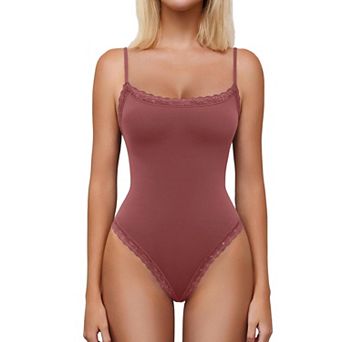 Avidlove Women Square Neck Lace Bodysuit Sleeveless Spaghetti Strap Tank Top Body Suits