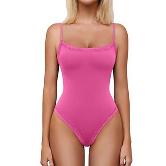 Avidlove Women Square Neck Lace Bodysuit Sleeveless Spaghetti Strap Tank Top Body Suits