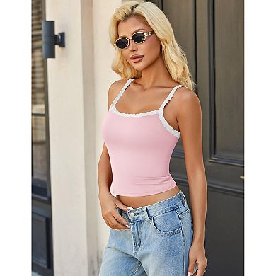Avidlove Women Y2K Style Lace V Neck Adjustable Strap Crop Camisole Bralette