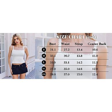 Avidlove Women Y2K Style Lace V Neck Adjustable Strap Crop Camisole Bralette