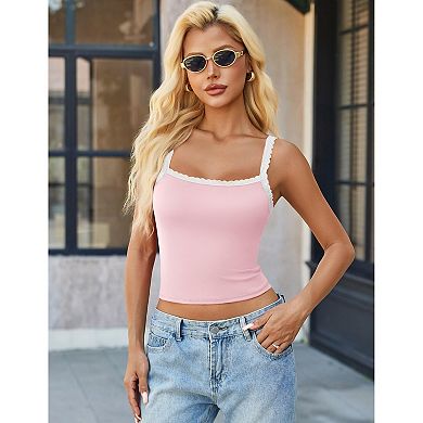 Avidlove Women Y2K Style Lace V Neck Adjustable Strap Crop Camisole Bralette