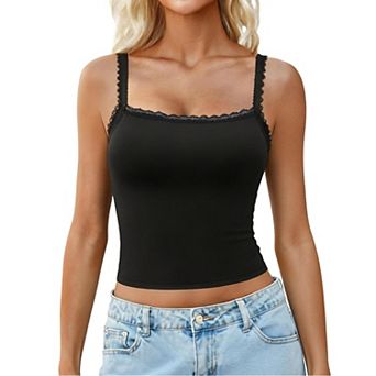 Avidlove Women Y2K Style Lace V Neck Adjustable Strap Crop Camisole Bralette