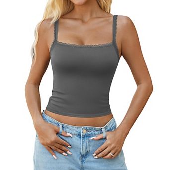 Avidlove Women Y2K Style Lace V Neck Adjustable Strap Crop Camisole Bralette