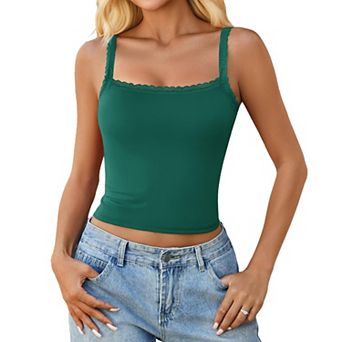 Avidlove Women Y2K Style Lace V Neck Adjustable Strap Crop Camisole Bralette