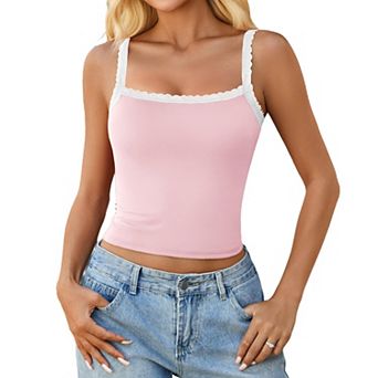 Avidlove Women Y2K Style Lace V Neck Adjustable Strap Crop Camisole Bralette