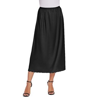 Avidlove Women's Satin Long Half Slip Underskirt Featuring Lace Hem Trim