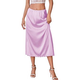 Avidlove Women's Satin Long Half Slip Underskirt Featuring Lace Hem Trim