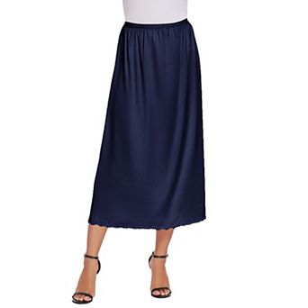 Avidlove Women's Satin Long Half Slip Underskirt Featuring Lace Hem Trim