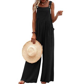 Ekouaer Women's Casual Overalls Loose Wide Leg Jumpsuits Summer Boho Floral Printed Baggy Rompers