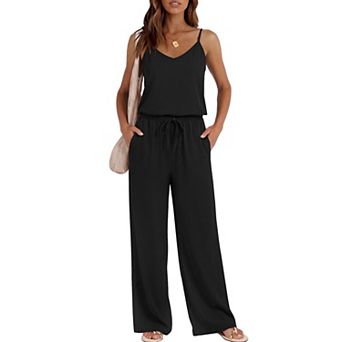 Ekouaer Womens Summer Jumpsuits Dressy Wide Leg Long Pants Rompers Casual One Piece Outfits