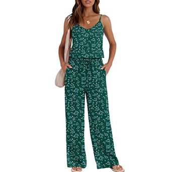 Ekouaer Womens Summer Jumpsuits Dressy Wide Leg Long Pants Rompers Casual One Piece Outfits