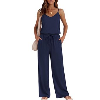 Ekouaer Womens Summer Jumpsuits Dressy Wide Leg Long Pants Rompers Casual One Piece Outfits