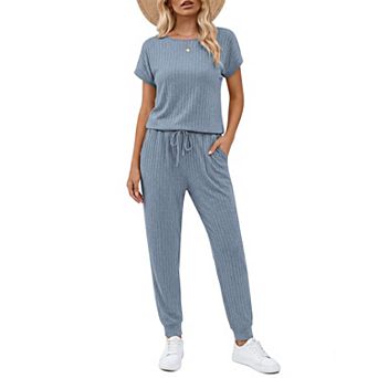 Ekouaer Rompers Summer Jumpsuits Casual Outfits Ribbed One Piece Vacation Travel Beach Clothes