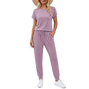 Ekouaer Rompers Summer Jumpsuits Casual Outfits Ribbed One Piece Vacation Travel Beach Clothes