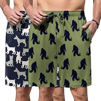 Ekouaer Men Pajama Shorts Soft Sleepwear Bottoms Elastic Waistband Breathable Shorts Two Pack