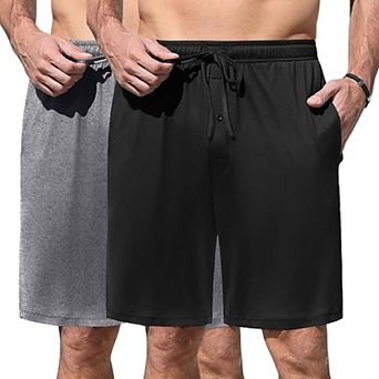 Ekouaer Men Pajama Shorts Soft Sleepwear Bottoms Elastic Waistband Breathable Shorts Two Pack