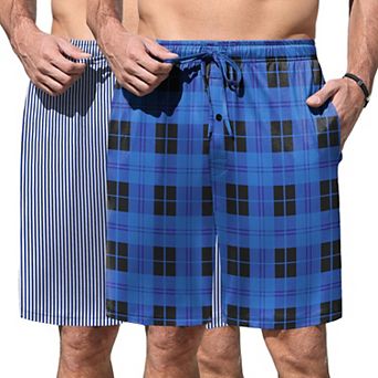 Ekouaer Men Pajama Shorts Soft Sleepwear Bottoms Elastic Waistband Breathable Shorts Two Pack
