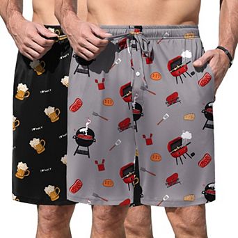 Ekouaer Men Pajama Shorts Soft Sleepwear Bottoms Elastic Waistband Breathable Shorts Two Pack