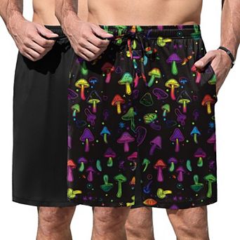 Ekouaer Men Pajama Shorts Soft Sleepwear Bottoms Elastic Waistband Breathable Shorts Two Pack