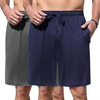 Ekouaer Men Pajama Shorts Soft Sleepwear Bottoms Elastic Waistband Breathable Shorts Two Pack
