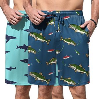 Ekouaer Men Pajama Shorts Soft Sleepwear Bottoms Elastic Waistband Breathable Shorts Two Pack
