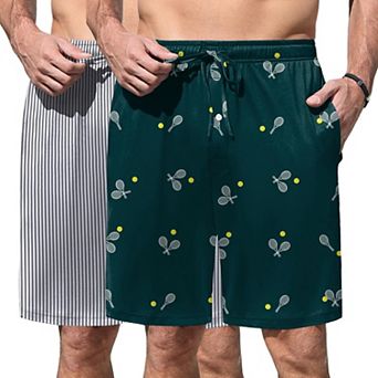 Ekouaer Men Pajama Shorts Soft Sleepwear Bottoms Elastic Waistband Breathable Shorts Two Pack