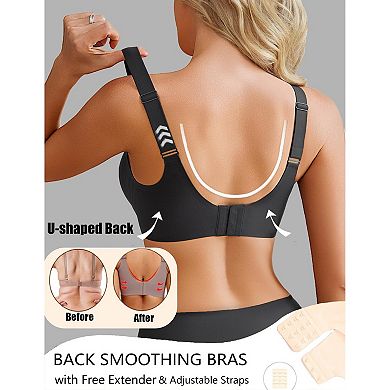 Avidlove Womens Seamless V Neck Mesh Detail Wireless Comfort Full Coverage Bra