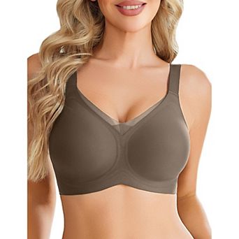 Avidlove Womens Seamless V Neck Mesh Detail Wireless Comfort Full Coverage Bra