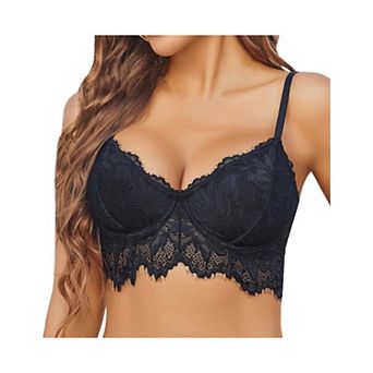Avidlove Bralettes for Women Lace Longline Bra V Neck Bralette Womens Push Up Lace Bra