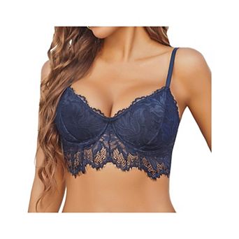 Avidlove Bralettes for Women Lace Longline Bra V Neck Bralette Womens Push Up Lace Bra