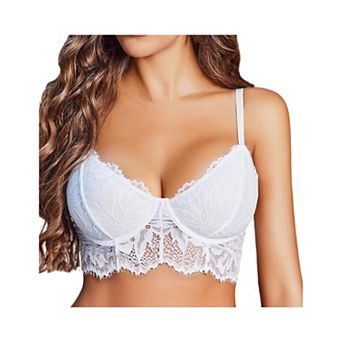 Avidlove Bralettes for Women Lace Longline Bra V Neck Bralette Womens Push Up Lace Bra